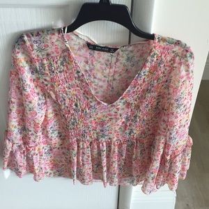 Pink floral Zara Blouse